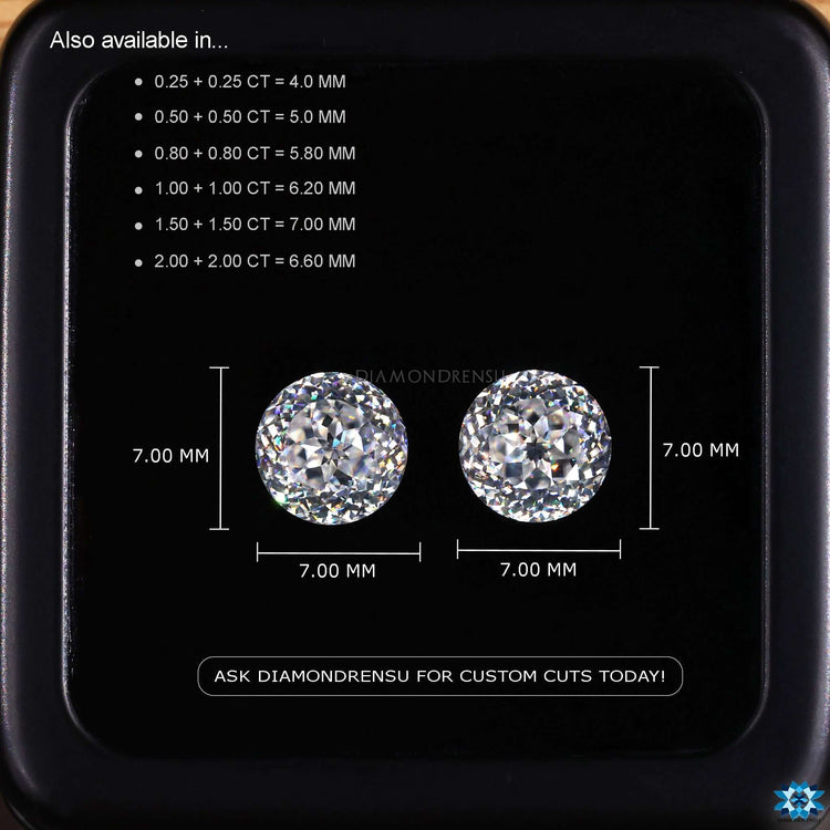 This pair of Portuguese Rensu cut moissanite loose stones offers 0.25 to 4.0 total carat weight.