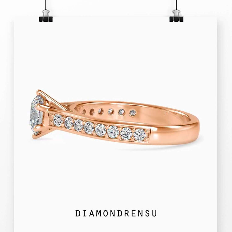 Lab grown diamond ring with a round cut in a channel ring style