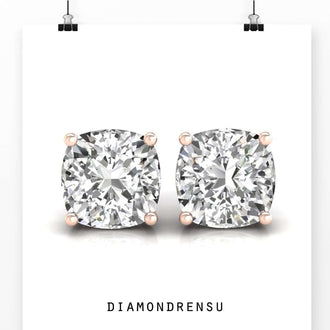 Timeless cushion cut earrings crafted with handmade jewelry expertise, perfect for any occasion.