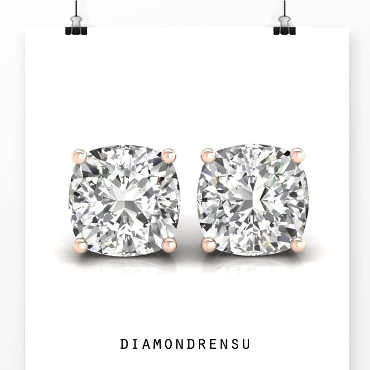Timeless cushion cut earrings crafted with handmade jewelry expertise, perfect for any occasion.