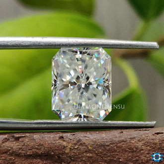 4.21 carat Moissanite shaped in Radiant Cut perfect for a bold solitaire pendant.