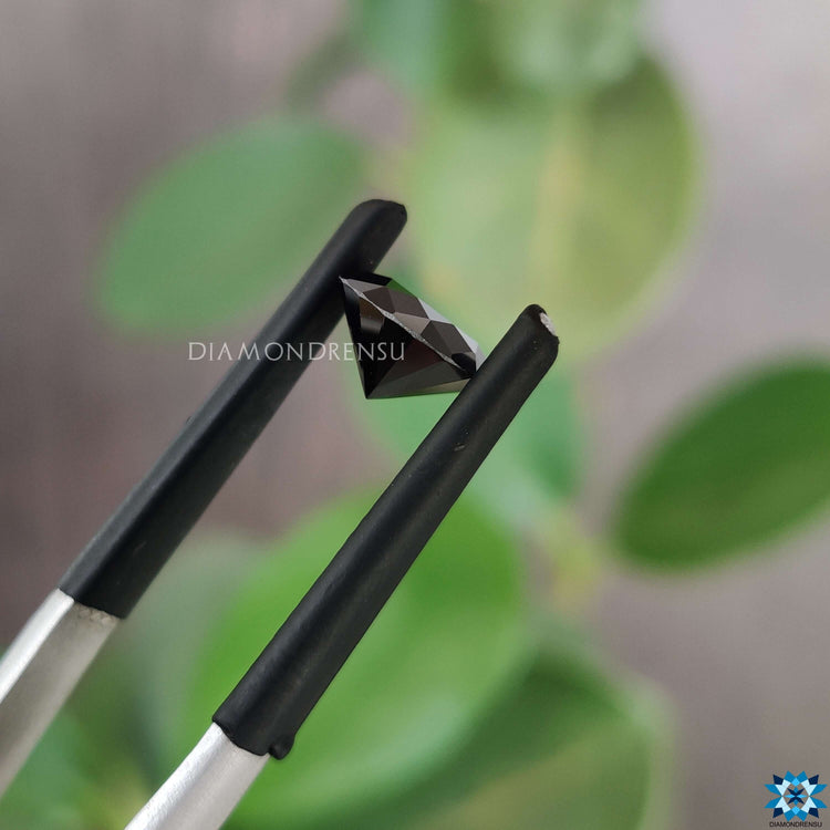 Black loose moissanite shining with moissanite stone brilliance.