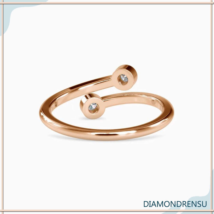 Round eternity ring with bezel set diamonds, lab grown stones