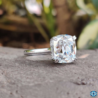 Handmade cushion cut hidden halo moissanite jewellery.