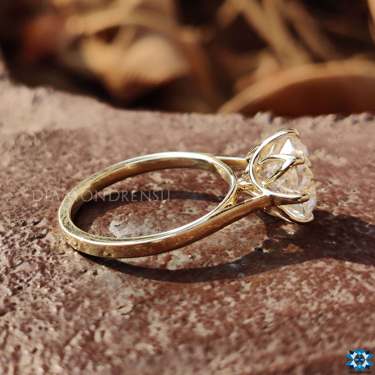 Portuguese Round Cut Moissanite for a classic look.