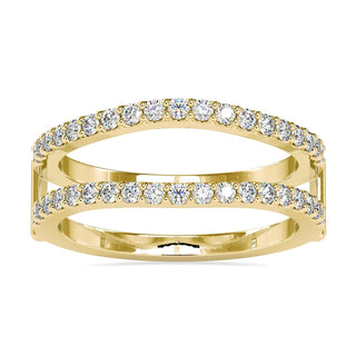 Enhancer wedding band with round diamond gold band for added sparkle