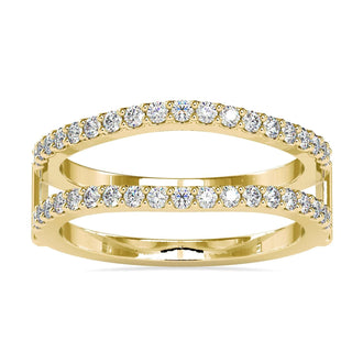 Enhancer wedding band with round diamond gold band for added sparkle