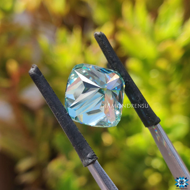Brilliant cushion cut shown as a single moissanite for custom use.