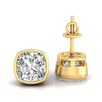 Classic cushion cut stud earrings crafted with handmade jewelry expertise.