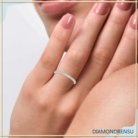 Wedding band enhancer in shared prong setting, perfect for stacking
