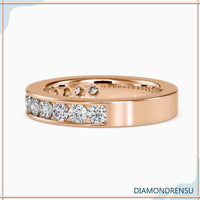 Round diamond band in a sleek channel set ring design