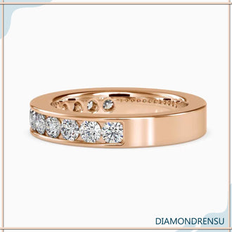 Round diamond band in a sleek channel set ring design