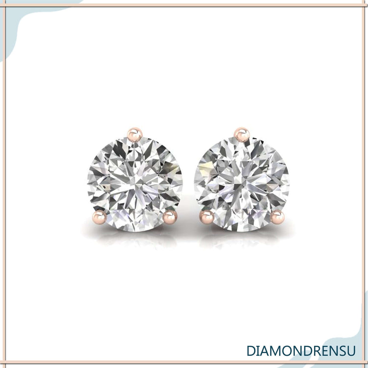 Classic martini earring setting featuring diamond round stud earrings, ideal for special occasions.