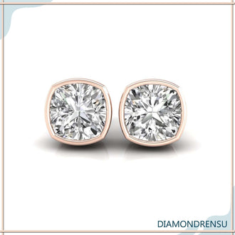 Stunning cushion cut earrings designed for wedding earrings, ideal for bridal wear.