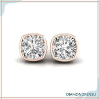 Stunning cushion cut earrings designed for wedding earrings, ideal for bridal wear.