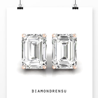 Stylish earrings emerald diamond, crafted with precision and featuring a handmade jewelry design.