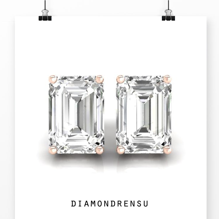 Stylish earrings emerald diamond, crafted with precision and featuring a handmade jewelry design.