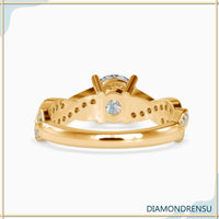 Modern engagement ring twisted band featuring a round diamond for timeless style.