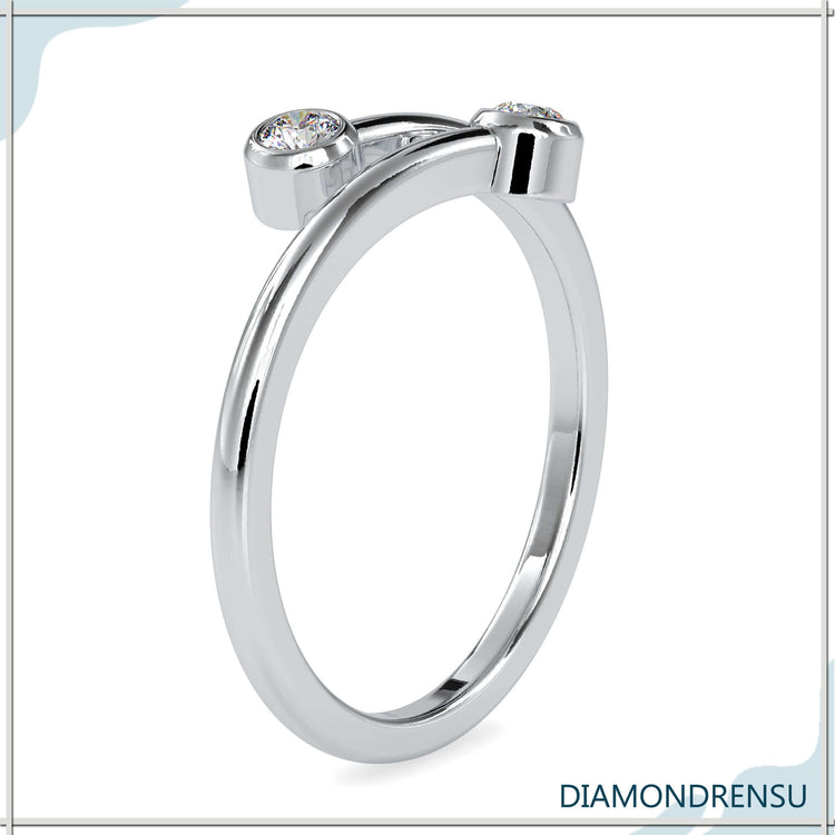 Two stone engagement ring with wedding band, handmade style