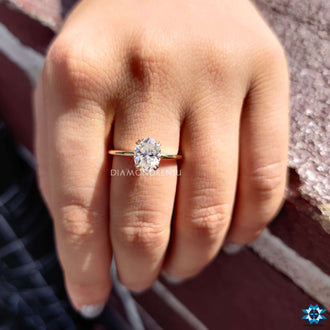 Oval shaped engagement ring in a modern, handcrafted design