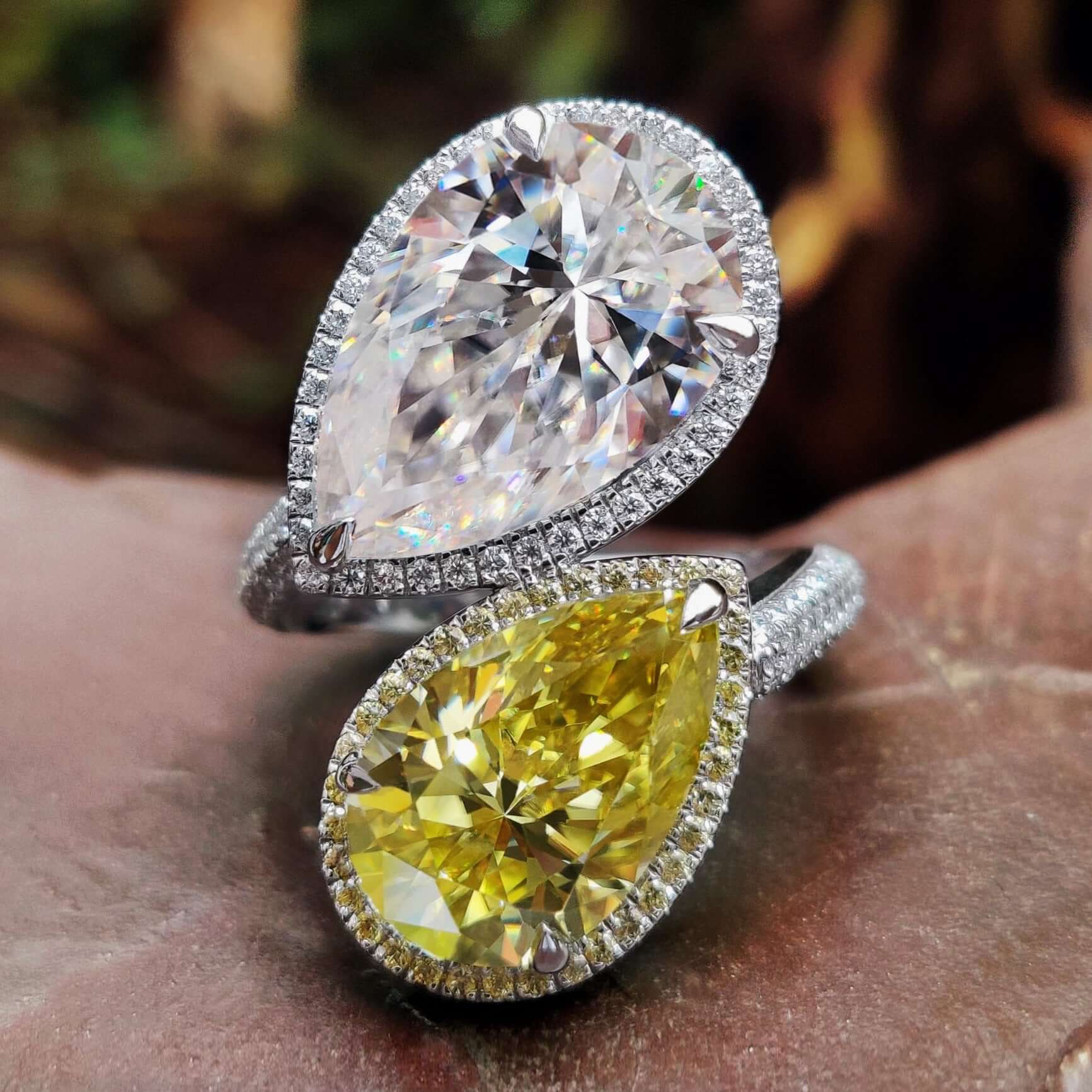 Teardrop canary diamond ring Clearance