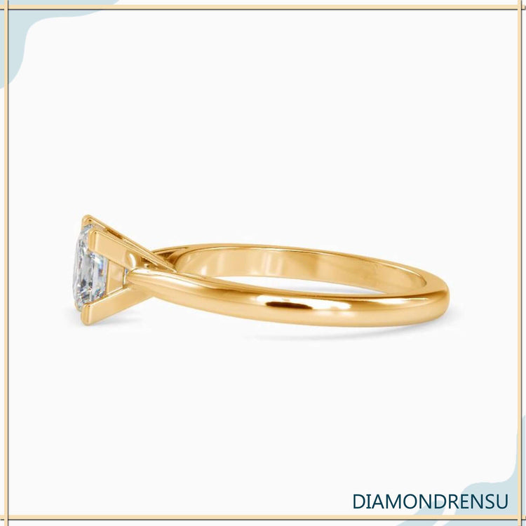 Elegant cathedral ring setting with a lab grown princess cut diamond for a unique look.