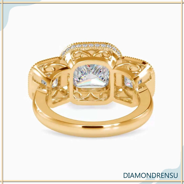 Lab grown diamond engagement ring with a princess cut, handmade