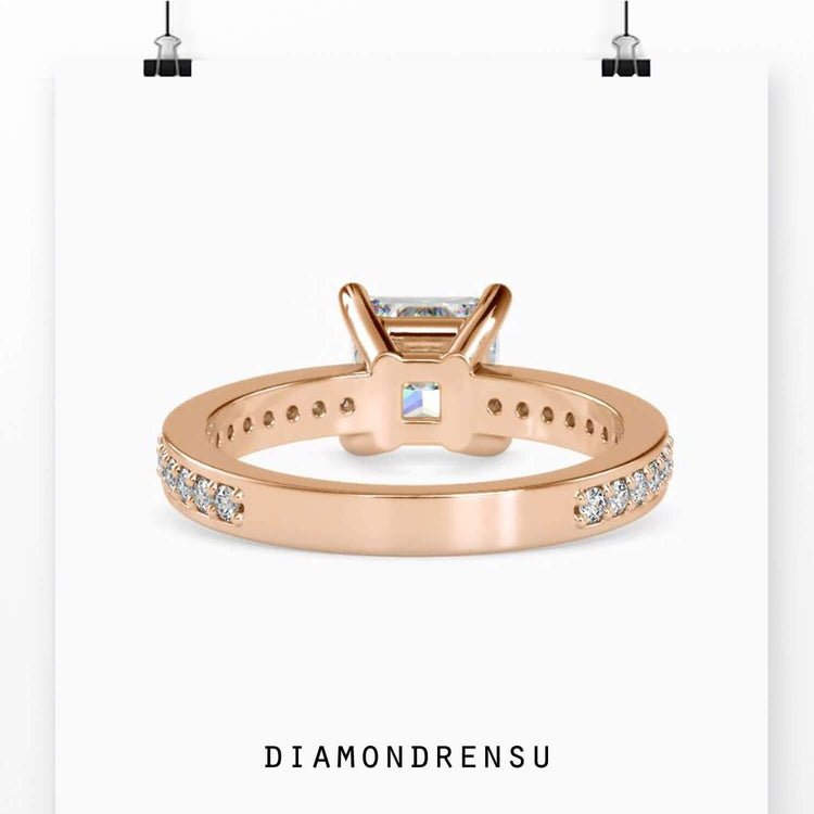 Lab grown diamond engagement ring in a dazzling pave ring setting