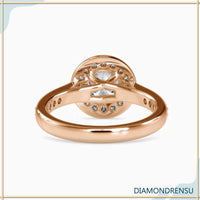 Gorgeous round halo ring featuring a pave setting for added shine.
