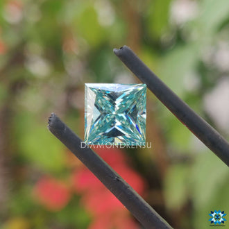 Cyan blue princess cut included under 1.75 carat moissanite and buy moissanite stone.