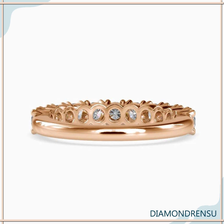 IGI certified half eternity diamond band with handmade jewelry detail.