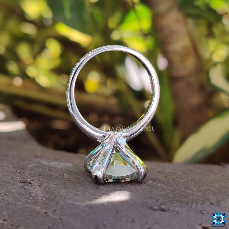 Moissanite elongated cushion cut with a sophisticated touch.