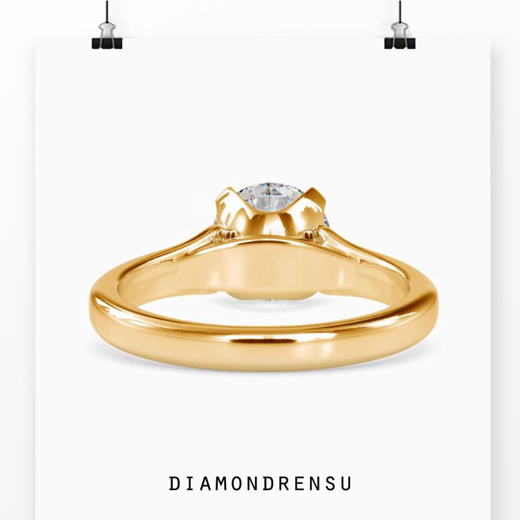 Round solitaire engagement ring for timeless beauty and elegance.