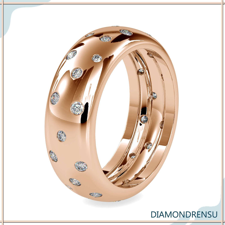 Band of gypsys design round wedding band in yellow gold