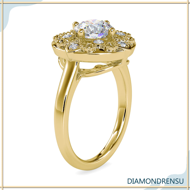 Artisan design ring with lab grown diamond, IGI certified, unique style