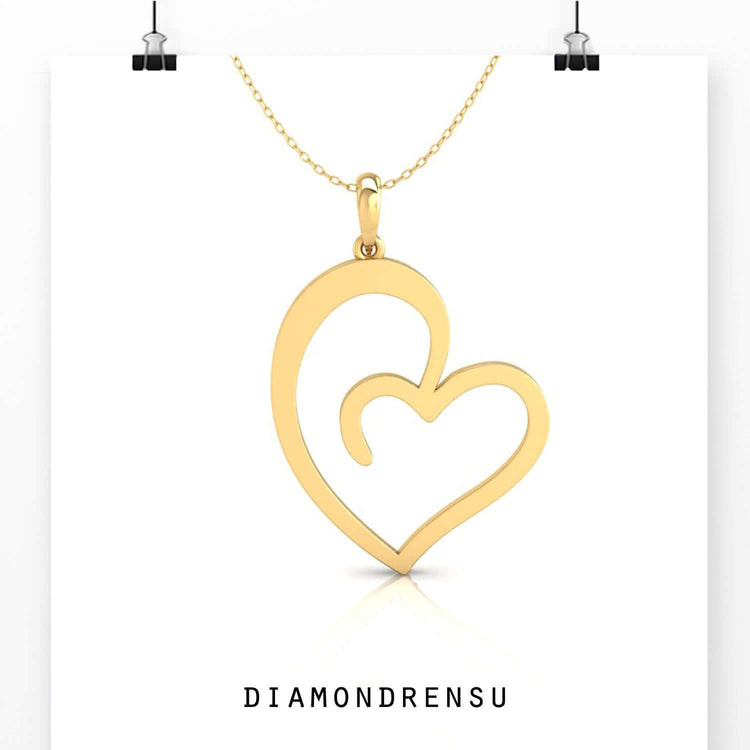 Diamondrensu pendant with heart on pendant design, a stunning handmade piece with IGI certified diamonds.