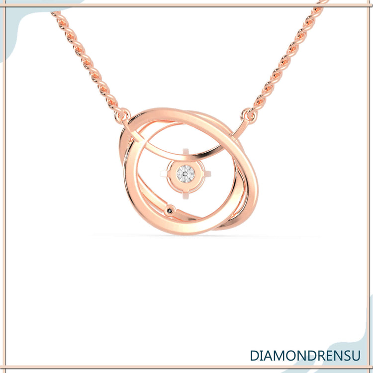 Handmade pendant with round diamond pendant look in rose gold.