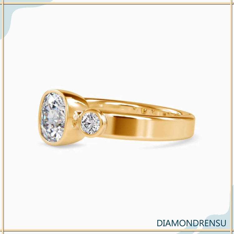 Lab grown diamond ring with a bezel setting, offering both beauty and sustainability.