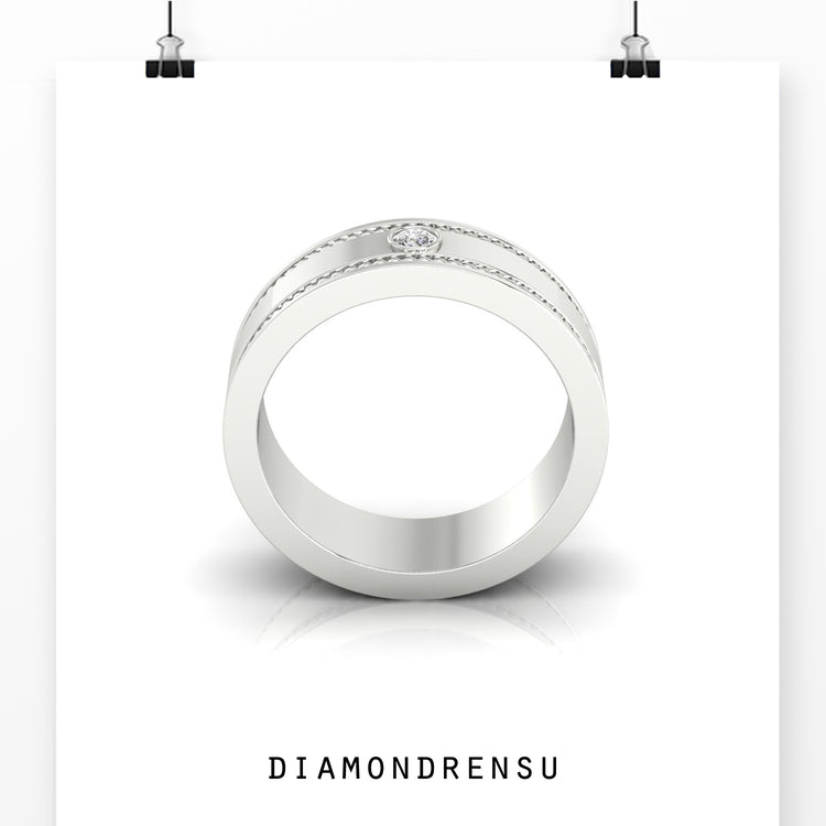 Handmade jewelry featuring a round diamond band for men.