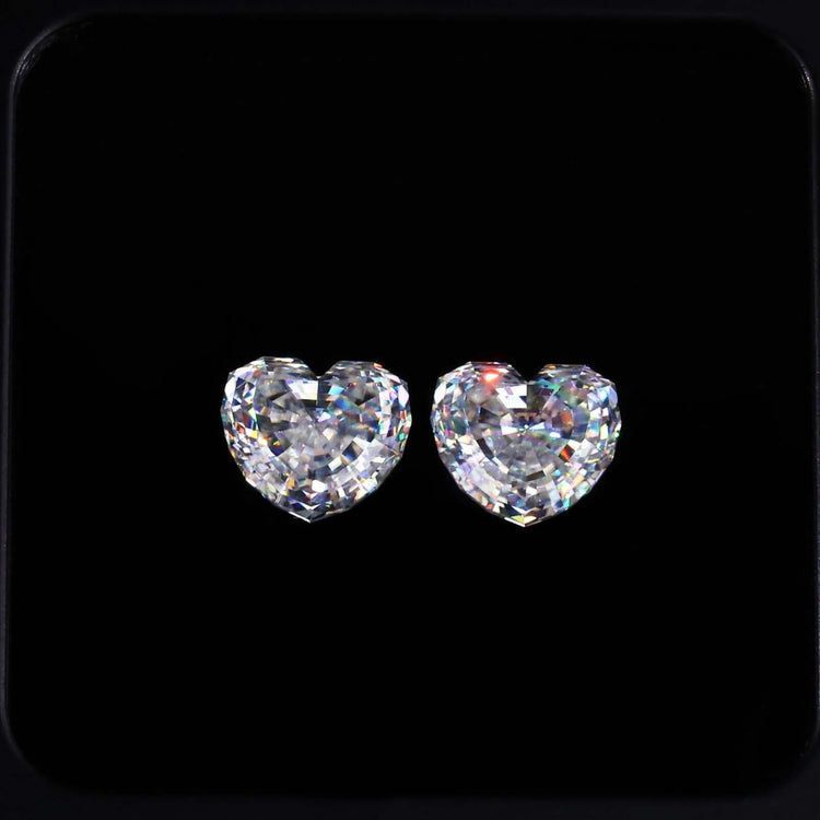 Pair of Heart Step Cut Moissanite stones, 3.20 total carat.