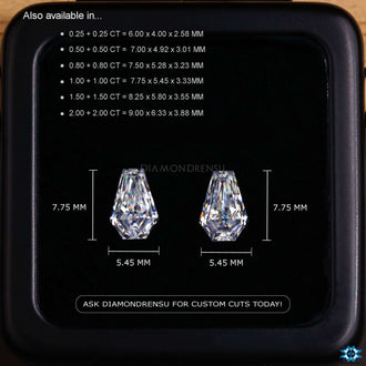This pair of coffin cut moissanite loose stones offers 0.50 to 4.0 total carat weight.