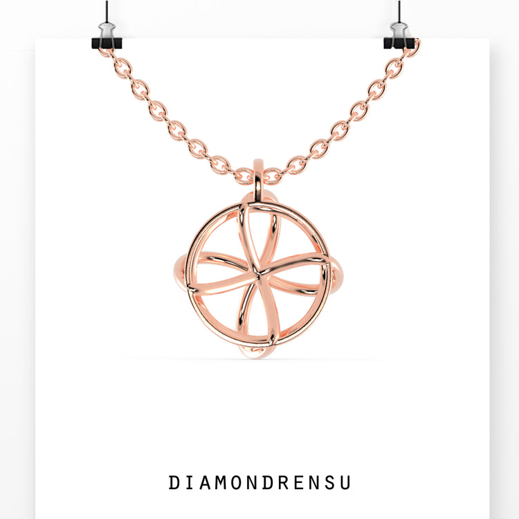 The round diamond pendant shines with brilliant clarity.