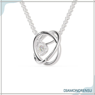 Rose gold diamond pendant showcasing 2 round diamonds in a modern design.