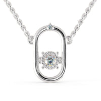 The round diamond pendant shines with brilliant sparkle.