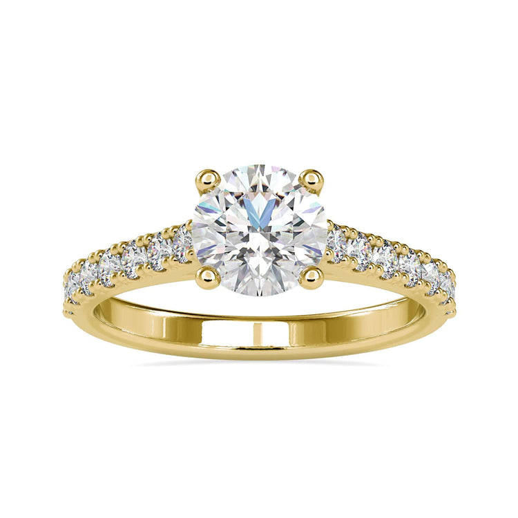 Pave diamond engagement ring in a cathedral style setting, designed by DiamondRensu.