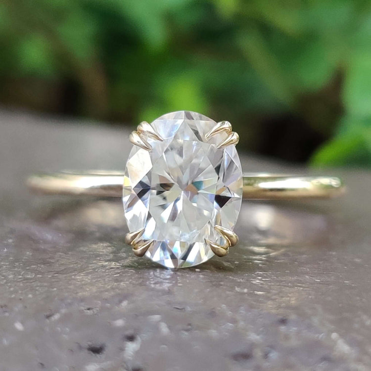 Oval moissanite engagement ring with stunning clarity and sparkle