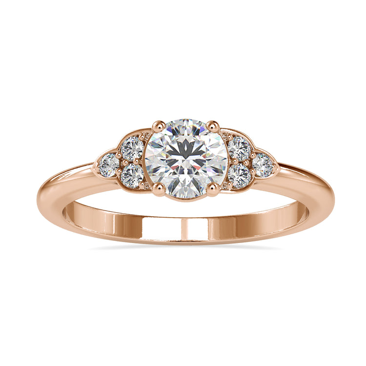 Muse ring with round cut diamond and elegant handmade design