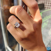 Colorless moissanite engagement ring offering exceptional brilliance and clarity.