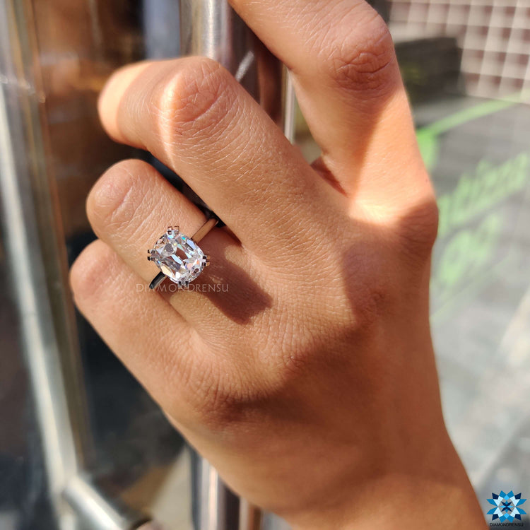 Colorless moissanite engagement ring offering exceptional brilliance and clarity.