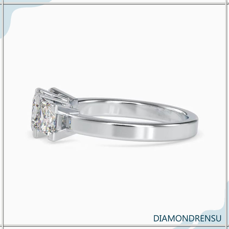 Handmade princess cut ring with a white gold band and IGI certified diamond